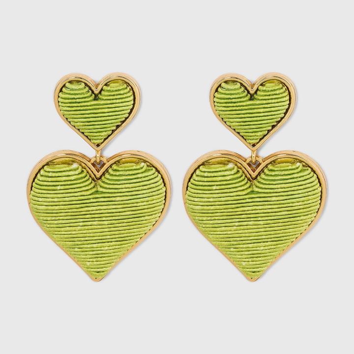 Sugarfix By Baublebar Stacked Monochrome Heart Drop Earrings - Green