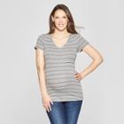 Maternity Striped Short Sleeve V-neck T-shirt - Isabel Maternity By Ingrid & Isabel Gray Xl, Gray