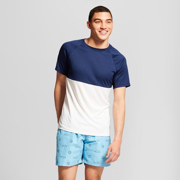 Trunks Surf & Swim Co. Trunks Men's Colorblock Rash Guard - Navy & White