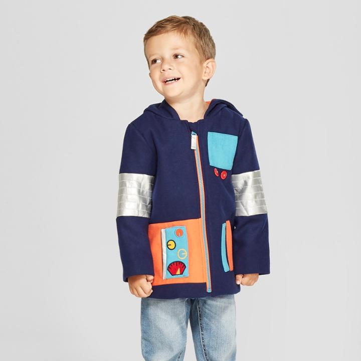 Toddler Boys' Robot Faux Wool Overcoat - Cat & Jack Blue