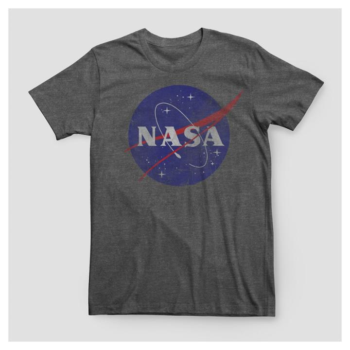Men's Big & Tall Nasa Logo Graphic T-shirt - Charcoal Heather 3xb Tall, Size: 3x Large