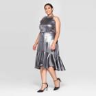 Women's Plus Size Sleeveless Halter Neck Midi Dress - Who What Wear Silver 1x, Women's,