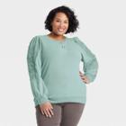 Women's Plus Size Henley Sweatshirt - Knox Rose Blue