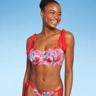 Juniors' Shoulder Tie Underwire Bikini Top - Xhilaration Multi Floral Print D/dd Cup, Blue/red