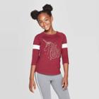 Girls' Unicorn Baseball T-shirt - Cat & Jack Burgundy S, Girl's, Size: