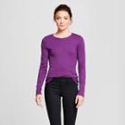 Women's Long Sleeve Fitted Crew T-shirt - A New Day Purple