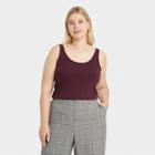 Women's Plus Size Slim Fit Ribbed Tank Top - A New Day Burgundy