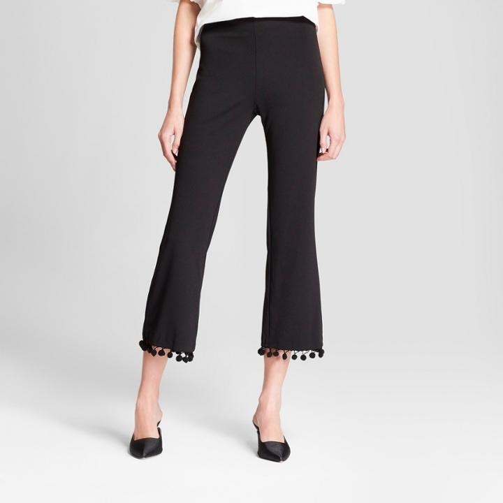 Women's Straight Leg Tassel Cropped Pants - Necessary Objects Black