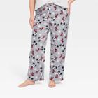Women's Plus Size Holiday Mickey Mouse Fleece Matching Family Pajama Pants - Gray