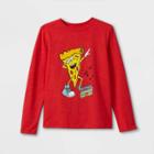 Boys' Dancing Pizza Emoji Graphic Long Sleeve T-shirt - Cat & Jack Bright Red
