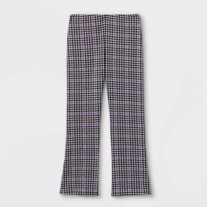 Girls' Plaid Flair Pull-on Pants - Art Class Purple/gray