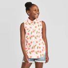 Girls' Cherry Print Sleeveless Woven Top - Cat & Jack Pink M, Girl's,