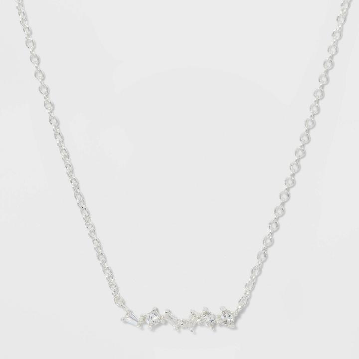 Sterling Plated Multi Clear Necklace - A New Day Clear, Women's