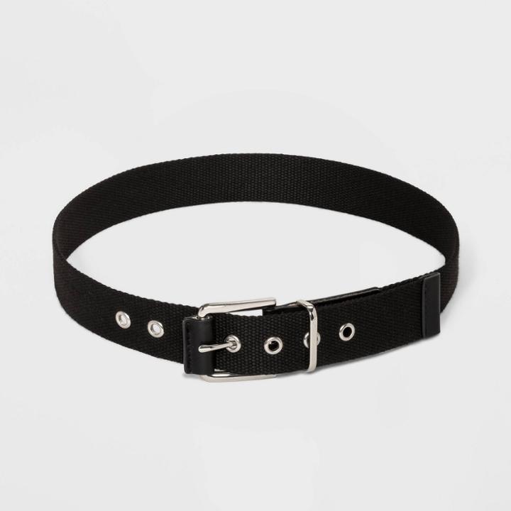 Women's Webbing Grommet Belt - Wild Fable Black