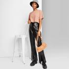 Women's Short Sleeve Botanical Dyed Boxy Cropped T-shirt - Wild Fable Brown