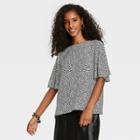 Women's Short Sleeve Essential Woven Blouse - A New Day White/black