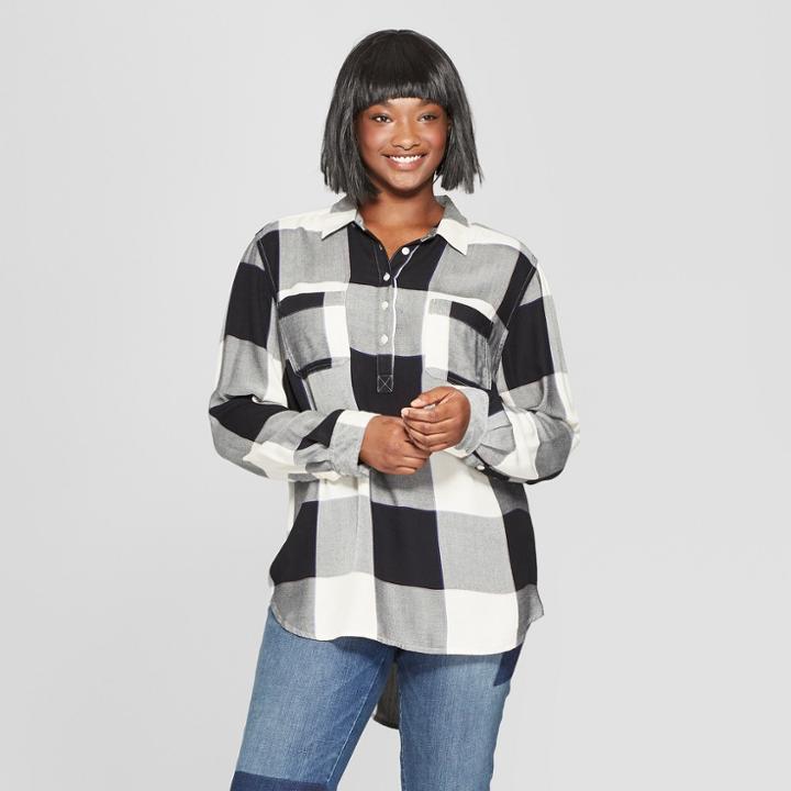 Women's Plus Size Long Sleeve Tunic - Universal Thread Black