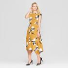 Women's Floral Print Cap Sleeve Asymmetric Hem Midi Dress - Who What Wear Yellow