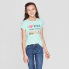 Girls' Short Sleeve Emojis Graphic T-shirt - Cat & Jack Bleached Aqua