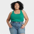 Women's Plus Size Slim Fit Rib Racerback Tank Top - Universal Thread Dark Green