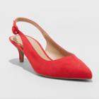 Women's Meghan Wide Width Kitten Heel Pumps - A New Day Red 10w,