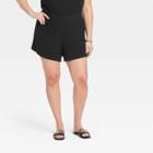 Women's Plus Size High-rise Ribbed Shorts - A New Day Black