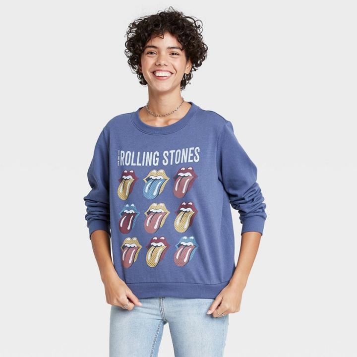 The Rolling Stones Women's Rolling Stones Logo Graphic Sweatshirt - Navy