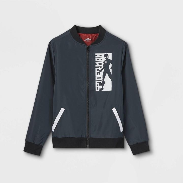 Boys' Marvel Spider-man Bomber Jacket - Black