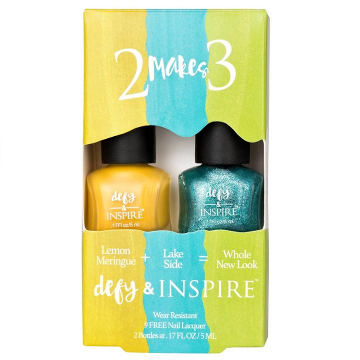 Defy & Inspire Duo Nail Polish Set 2 Makes 3 - Lemon Meringue + Lake Side