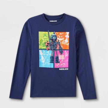 Boys' Roblox Long Sleeve Graphic T-shirt - Navy