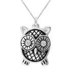 Target Silver Plated Textured Crystal Owl Pendant