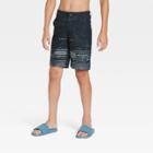 Boys' Striped Hybrid Swim Trunks - Art Class Black