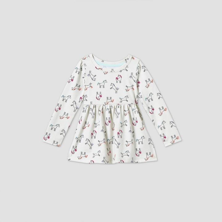 Toddler Girls' Long Sleeve Peplum T-shirt - Cat & Jack Cream
