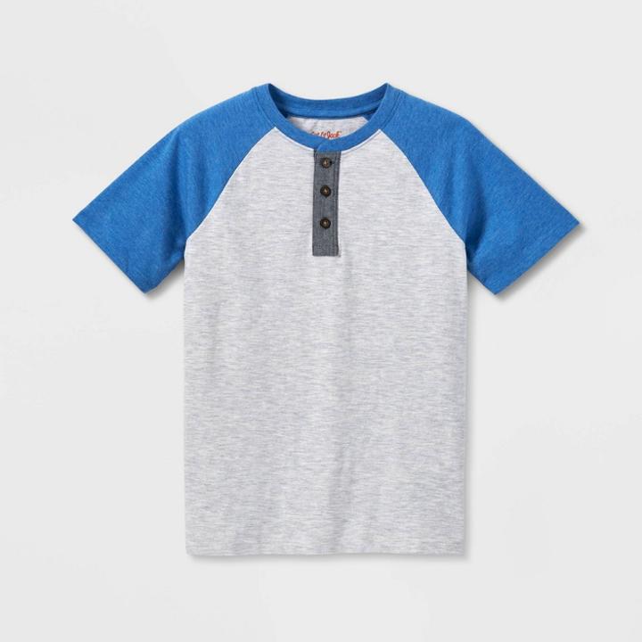 Boys' Baseball Henley Short Sleeve T-shirt - Cat & Jack White/blue
