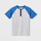 Boys' Baseball Henley Short Sleeve T-shirt - Cat & Jack White/blue