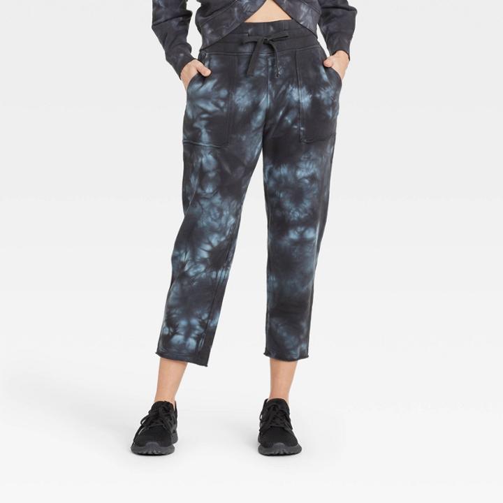 Women's High-waisted Cropped Straight Leg Jogger Pants With Raw Hem - Joylab Black
