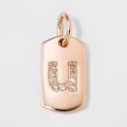 Sterling Silver Initial U Cubic Zirconia Pendant - A New Day Rose Gold, Rose Gold - U