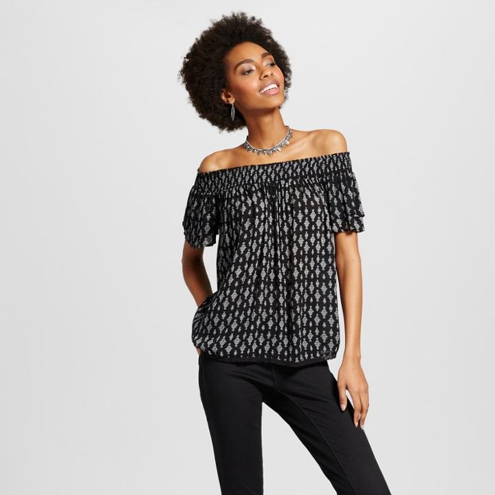 Women's Smocked Off The Shoulder Top - Xhilaration (juniors') Black