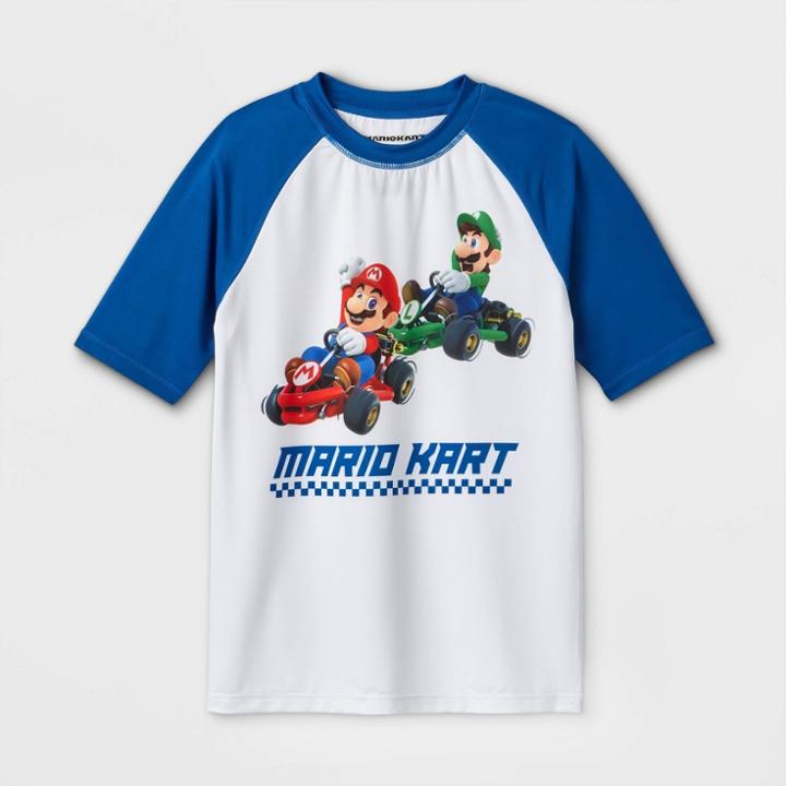 Boys' Mario Kart Rash Guard Swim Shirt -