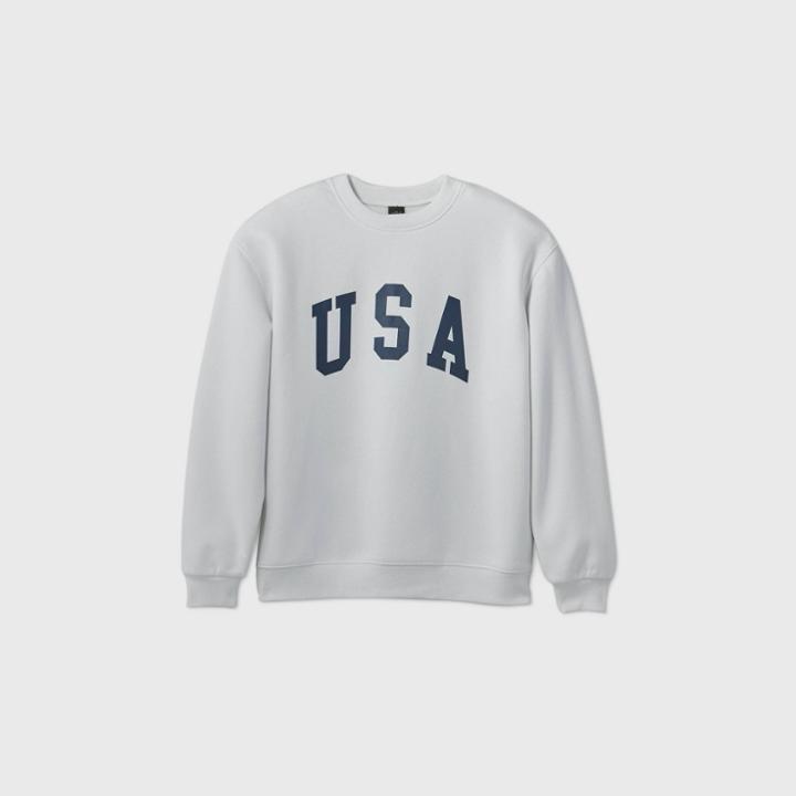 Women's Oversized Sweatshirt - Usa Graphic - Wild Fable White