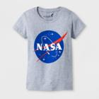 Girls' Nasa Logo With Glitter Graphic T-shirt Heather Gray -