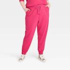 Women's Plus Size Mid-rise French Terry Jogger Pants - Universal Thread Pink