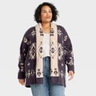 Women's Plus Size Geometric Print Cardigan - Knox Rose Coal