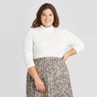Women's Plus Size Long Sleeve Turtleneck T-shirt - A New Day Cream