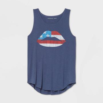 Women's Lips Tank Top Weekend Soul - Navy Xs, Women's, Blue
