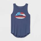 Women's Lips Tank Top Weekend Soul - Navy Xs, Women's, Blue