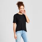 Women's Short Sleeve Twist Front T-shirt - 3hearts (juniors') Black