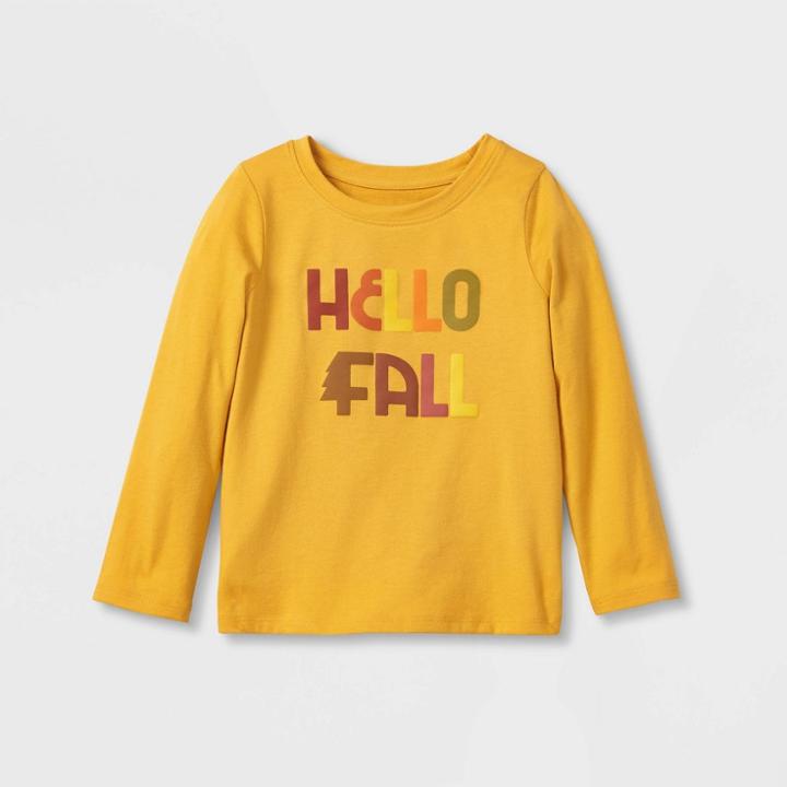Toddler Girls' 'hello Fall' Long Sleeve Graphic T-shirt - Cat & Jack Yellow