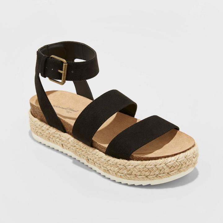 Women's Agnes Microsuede Platform Espadrille Pumps - Universal Thread Black