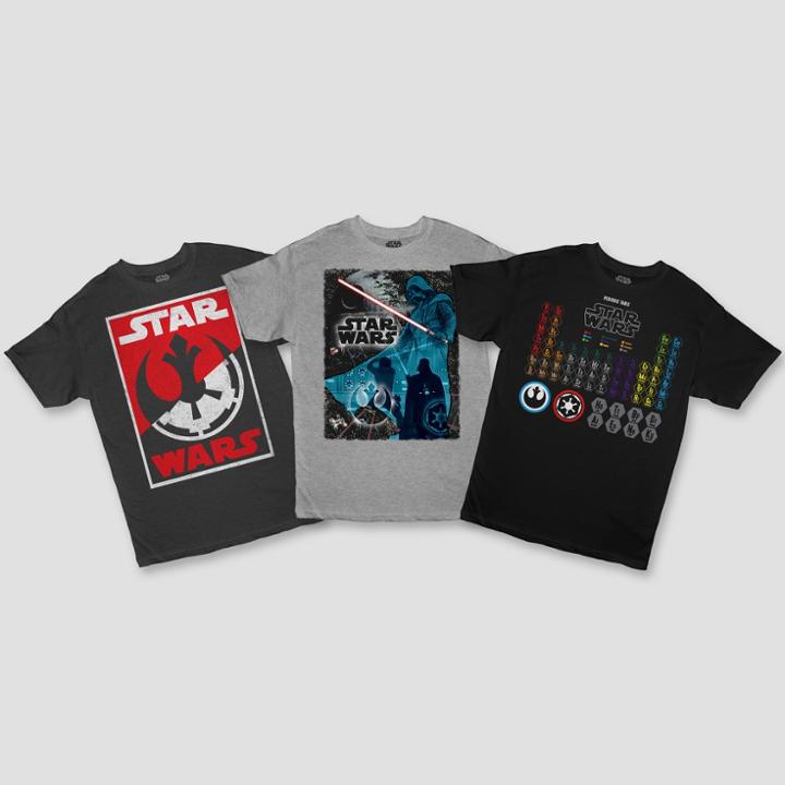Boys' Star Wars 3pk Short Sleeve T-shirt - Charcoal/gray/black L,